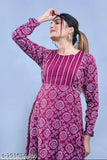 Wine bandhani print rayon tier kurti with three-quarter sleeves, trending women's ethnic wear from Fasonika