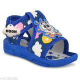 Stylish canvas and rubber whistle sound music walking sandals for kids in various sizes, printed net pattern on display