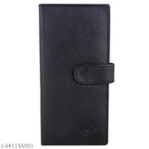 Black PU leather casual wallet, 2 note compartments, 11 card slots, free size (17cm x 9cm) - ZnWEnterprise Men's wallet for everyday use