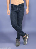 Stylish solid denim men's jeans - Denim mid rise, regular fit, crafted from cotton, sizes 28-42 (Waist 28-42, Length 42in, Hip 28-42), made in India