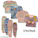 Soft cotton blend baby unisex sweater set for warmth, printed pattern, 6-12 months size