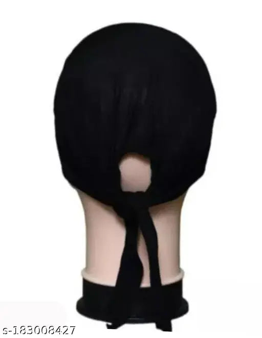 Black cotton canvas fur pattern hijab inner cap pack for Muslim women, set of 2 from ABEEHA