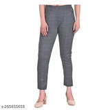 Stylish cotton blend check pants, 1 piece for women, fitted waist size 24-32 with length 30 inches, India origin