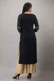 Women's Rayon Gold Panel Printed Straight Kurta & Sharara Set, India origin, auspicious style for all skin types