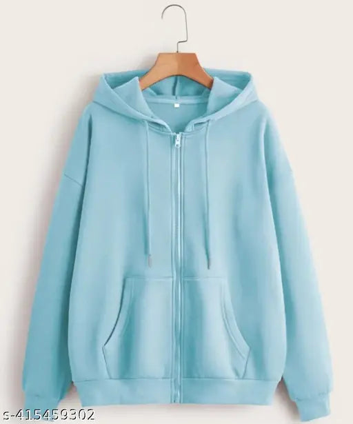 Stylish sky blue wool hoodie for boys, solid design in 10-16 years sizes