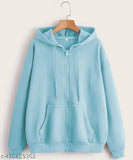 Stylish sky blue wool hoodie for boys, solid design in 10-16 years sizes