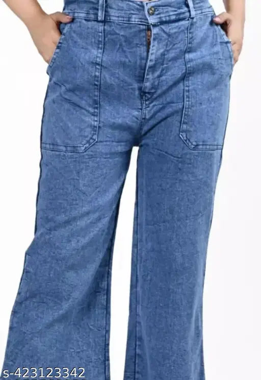 Solid denim plazzo pants for women, XS-XXL, made in India