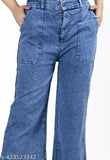 Solid denim plazzo pants for women, XS-XXL, made in India