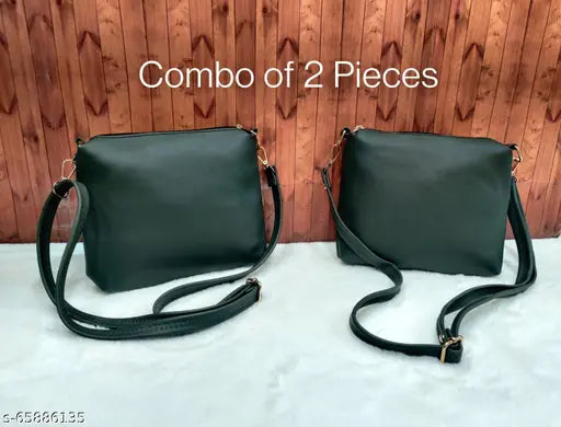 PU simple sling side bag for girls (free size, 2-pack), single compartment