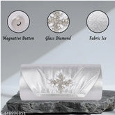 Glittering polyester bridal clutch bag, embellished net design, 2 compartments, free size (L9in x W4in), India origin