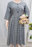 Black woolen frock kurti for winter, printed combo and 3/4 sleeves, perfect for casual or formal wear