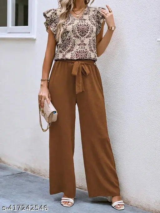 Printed Lycra women's jumpsuit with short sleeves, feminine and comfy style, size N, made in India