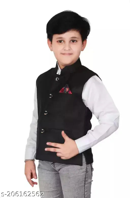 Sleeveless cotton blend Nadwi Garments Jawahar Cut waistcoat for boys (1-15 years), Indian traditional clothing