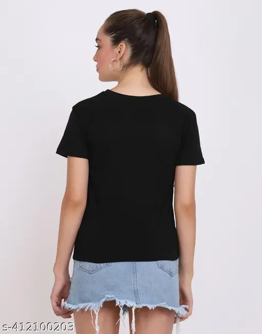 Cotton blend printed t-shirt pack (2), trendy women's short sleeve tops, pink color, comfy & fashionable style, Indian origin