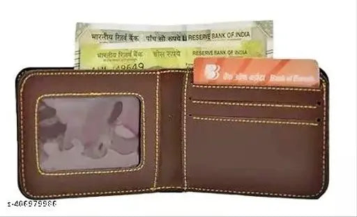 Faux leather wallet keychain set with zari pen, personalized brown design for men's practical accessory, ideal for friends & relatives