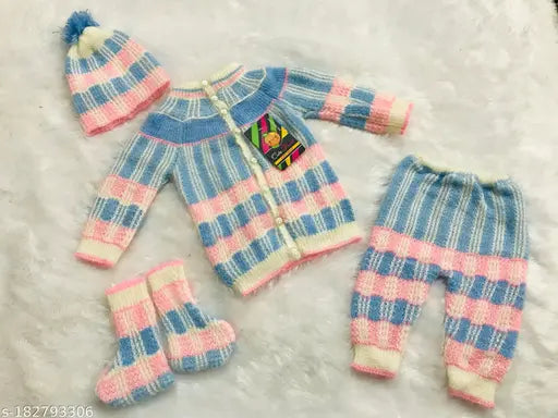 Woolen printed kids sweater for winter, long sleeves in various sizes from 0-3 months to 0-1 years (India)