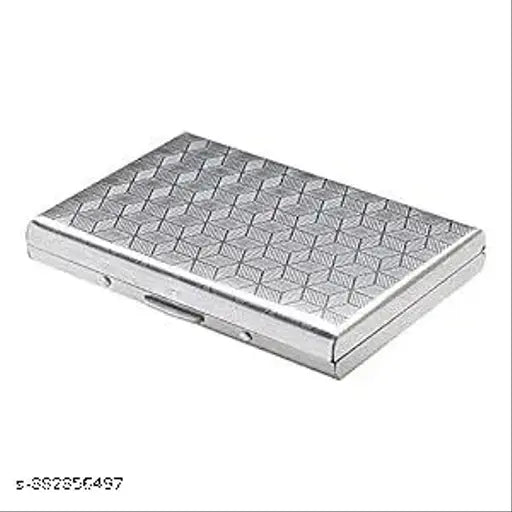 Stainless steel silver 6-card holder set (India). Durable RFID blocking wallet for business or travel use, holds driver's license, bank cards, and IDs. Mini size for easy carry