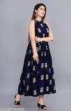 Indian crepe peacock feather anarkali kura, printed sleeveless dress, S-XXXL