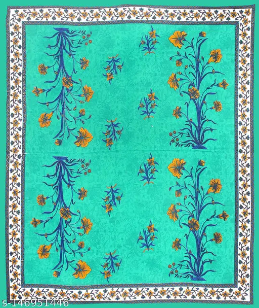 Floral print cotton double bedsheet King Size bed, 150TC, 2 pillow covers included, ideal for AC room, coordinating bedding essential, India origin