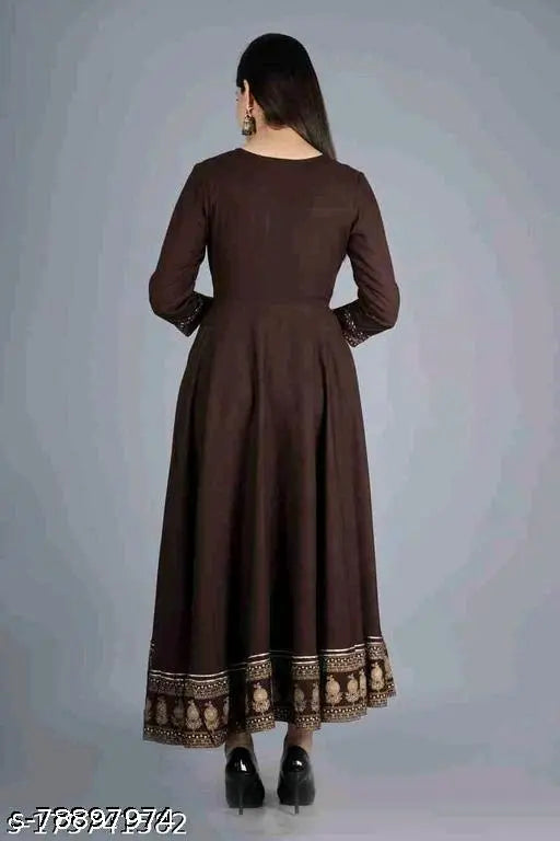 Latest rayon printed combo three-quarter sleeve gown for women, best party wear in fashionable sizes S-XXXL. Made in India