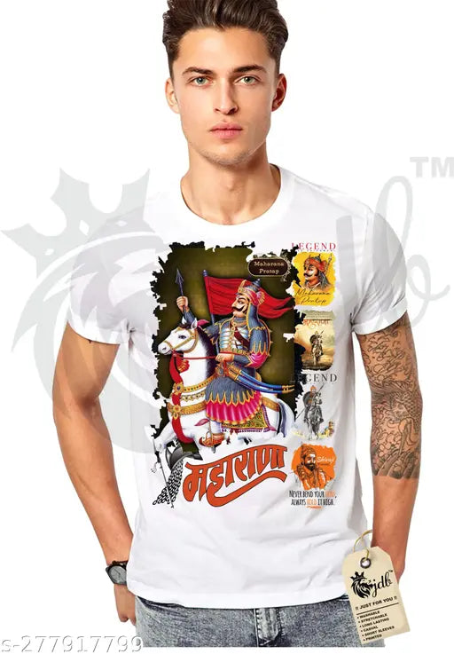 Striped polyester t-shirt for men, under 149, featuring short sleeves and a round neckline