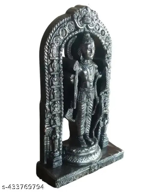 Handcrafted Ram Lalla resin idol, detailed, matte finish, high-quality marble dust. Indian religious decor for home or gifting