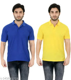 Matty fabric polycotton men's polo collar t-shirt set, pack of 2 - India
