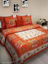 Jaipuri cotton printed double bedsheet, vibrant & soothing colors, high-quality cotton flat sheets, ideal for summer, 144 thread count