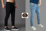 Denim pack of 2: New Fashion for Men solid jeans in various sizes (28-36), Indian denim fashion wear on rack