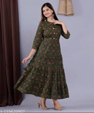 Black cotton cambric three-quarter sleeve kurti with floral print, Pristyle brand, India