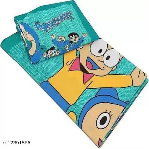 Salgia classic cotton Doremon print bedsheets, 100 thread count, King size with 2 pillow covers, made in India