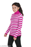 Striped woolen full sleeves high neck sweater for kids, warm and soft, perfect for winter - 100LUCK®