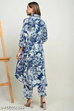 Women's Viscose Rayon A-line Printed Kurta with Pant Set - rayon kurti and pant set for women, soft and breathable printed indo-western wear