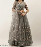 Pink net embroidery work semi-stitched Lehenga Choli for girls (3-15 years), India-made, comfortable and versatile for functions, parties, weddings