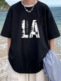 Black cotton blend oversized graphic printed men's T-shirt, perfect for anime style. XS (36in chest), S (38in chest), M (40in chest), L (42in chest), XL (44in chest), XXL (46in chest), XXXL (48in chest)