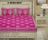 Pure Jaipuri cotton king size double bedsheet with matching pillow covers, botanical print, ideal for summer use