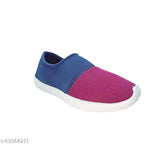 Blue pink mesh women's casual shoes and cream slipper combo (Pack of 2), ankle loop design for lightweight comfort in Indian sizes 5 to 8