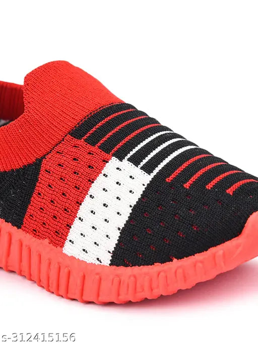 Vibrant Multi Red EVA Slip-Ons for Kids (2-4.5 years), textured net & velcro fastening, ideal for playtime fun in India