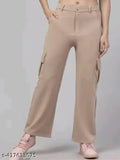 Stylish cotton-blend cargo pants for women - solid net, size 26-32