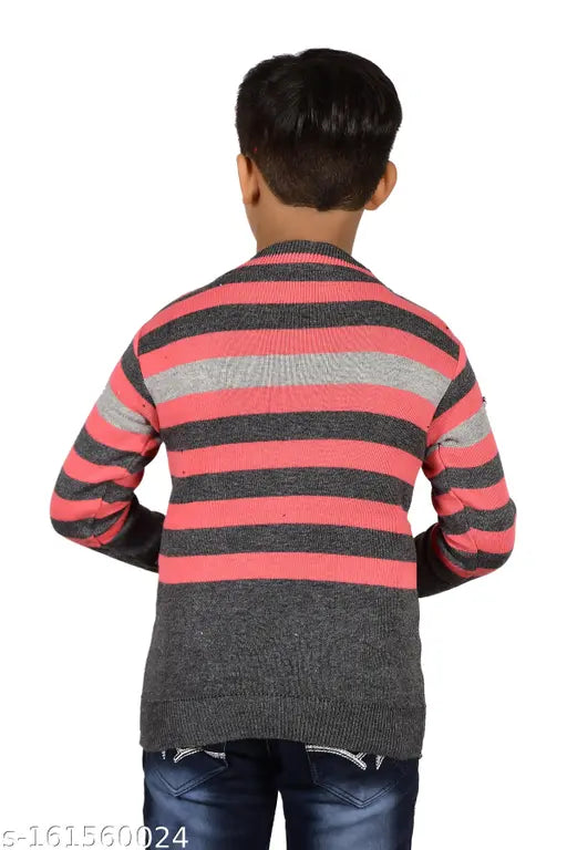 Woolen boys stripes pattern full sleeve sweater, quality product for fashionable kids, India