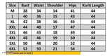 Women's A-Line Plus Size Crepe Kurti, printed combo, three-quarter sleeves, available in various sizes from S to 6XL