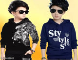 Kids Boys & Girls Hooded Neck Full Sleeves Regular Fitted Printed T Shirt, Animal, Lion Print