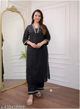 Rayon Solid-Color Kurta with Palazzo Pants, Kavya new borderless 2199 Indian embroidery on display