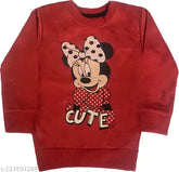 Modern cotton sweatshirts for girls, printed with elegant designs in various sizes: 2-3yrs, 3-4yrs, 4-5yrs. Made in India