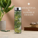 Clear glass water bottles set of 4, leakproof lids - smoothie, juice, beverage glasses, 750ml, big cap, airtight, suitable for car cup holders and refrigerators