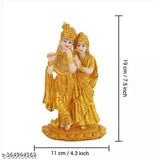 Handcrafted Poly Resin Radha Krishna showpiece statue, perfect for home, office, or temple decoration. Measures 4.3 x 4.5 x 7.5 inches (L X W X H). Indian artisanal craft
