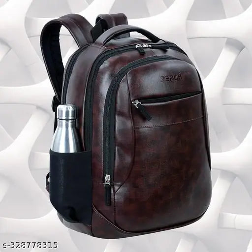 Leather net 35L waterproof laptop bag, spacious & versatile for students, durable design with organized compartments