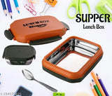 Stainless steel leak-proof airtight Nabhya Supper tiffin box for school & office, perfect for 2 containers (850 ml), Indian-made lunch box