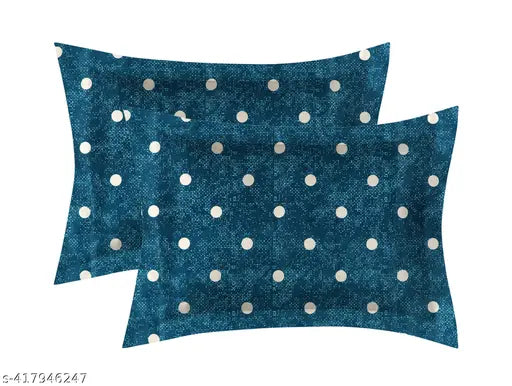 High-quality, geometric print cotton bedsheet for double bed with 2 matching pillow covers - ideal for summer use