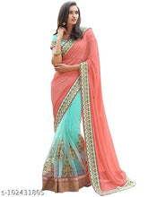 Pink Georgette saree with embellished Art Silk blouse, single size, 5.5m length